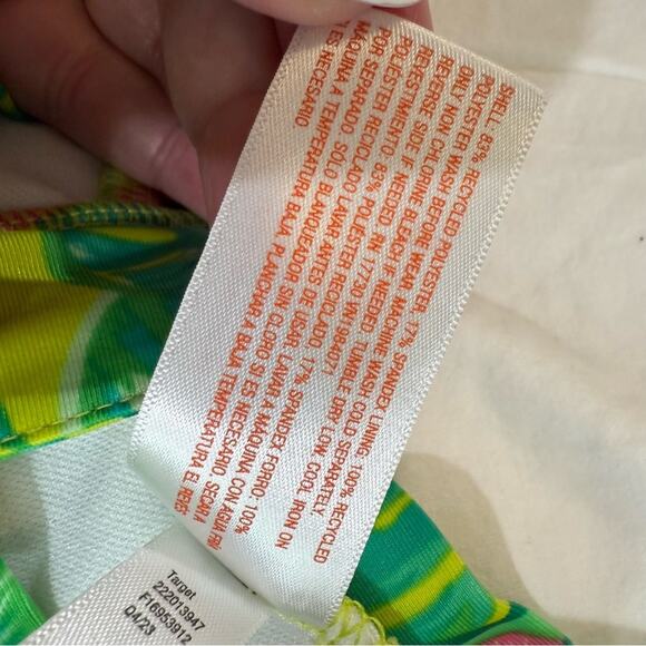 Cat & Jack Green and Pink Tropical Rashguard L  (10/12) - Picture 4 of 9